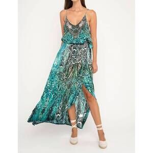 NEW AISHA amazonia wrap skirt in teal snake print